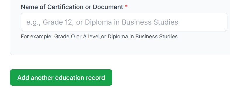 How to add another education record